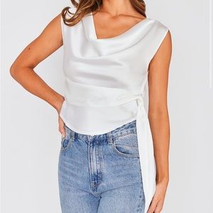 White Pretty little Thing classy top (size 6)